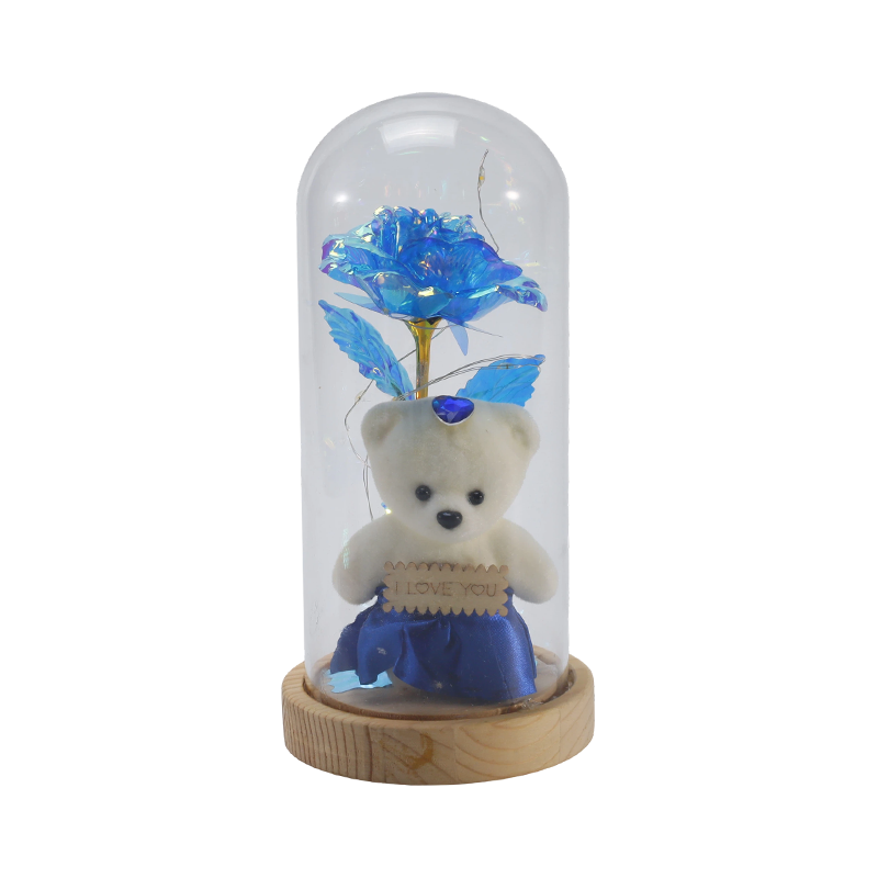 Galaxy Rose Glass Cloche Light (met/zonder teddybeer, meerdere kleuren)