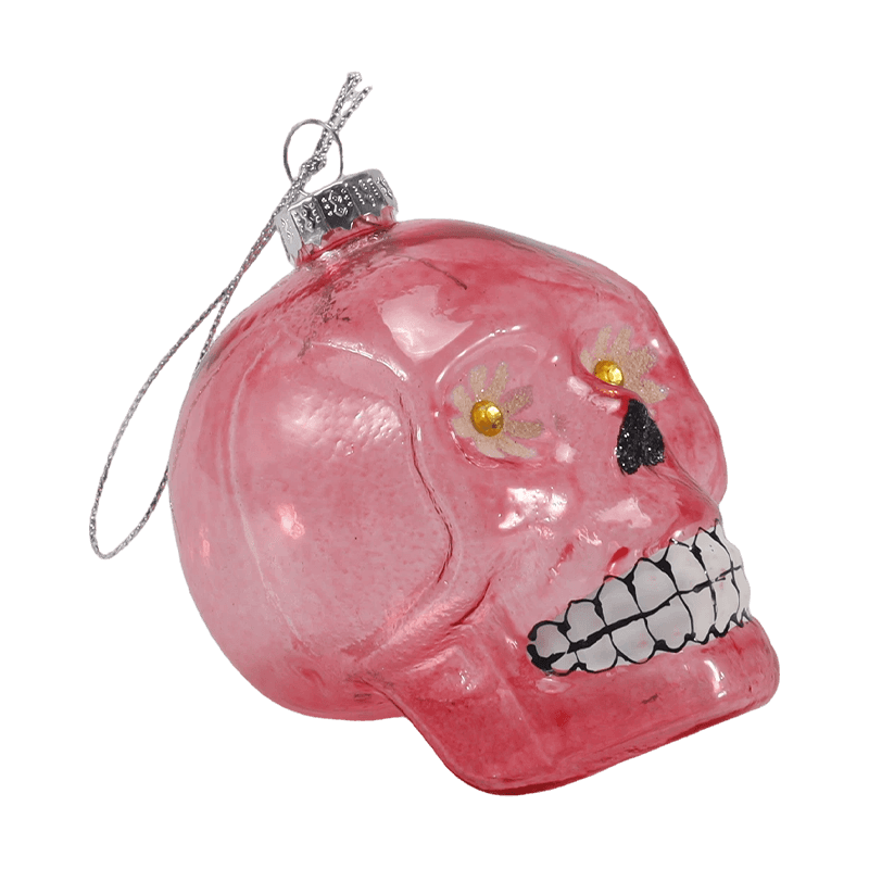 Iriserende schedel decor/suiker schedel glazen ornament set