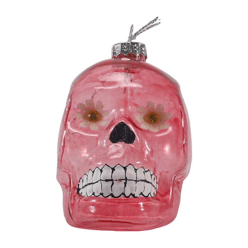 Iriserende schedel decor/suiker schedel glazen ornament set