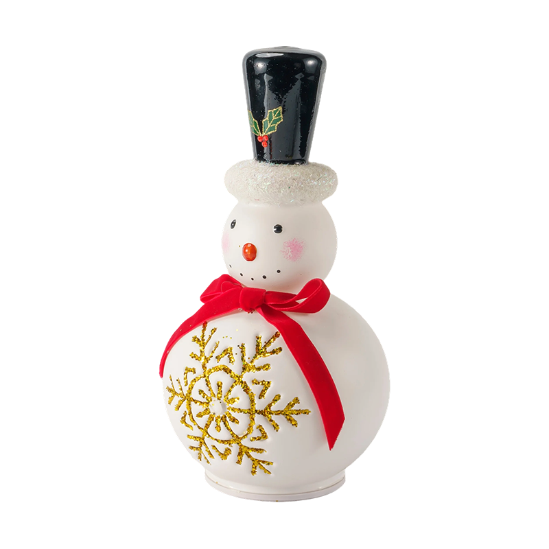 Feestelijk glazen sneeuwpopbeeldje (helder/mat witte afwerking)