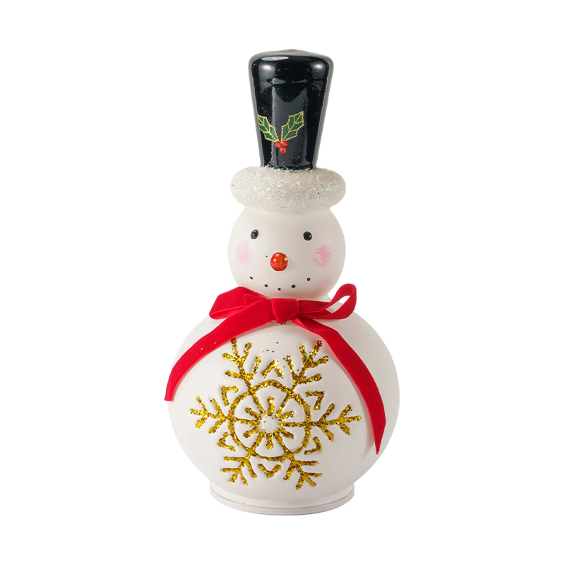 Feestelijk glazen sneeuwpopbeeldje (helder/mat witte afwerking)