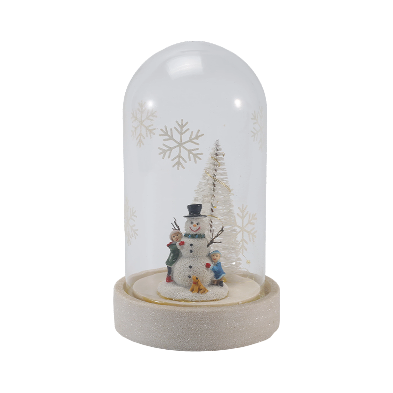 Feestelijk glazen stolp- en flessenlicht (sneeuwpopscène / dennenbes / kerstboomstijlen)