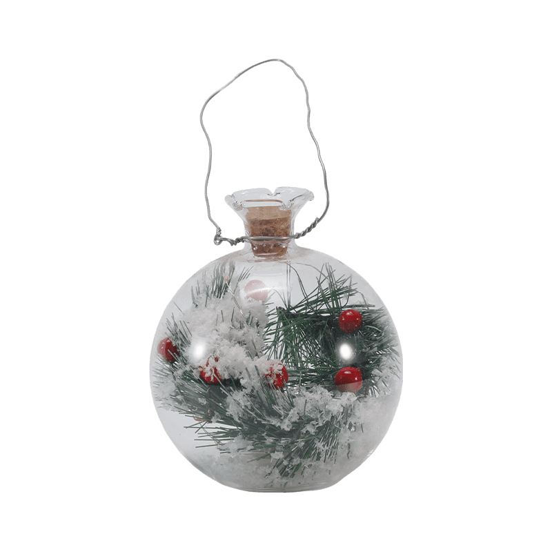 Feestelijk glazen stolp- en flessenlicht (sneeuwpopscène / dennenbes / kerstboomstijlen)