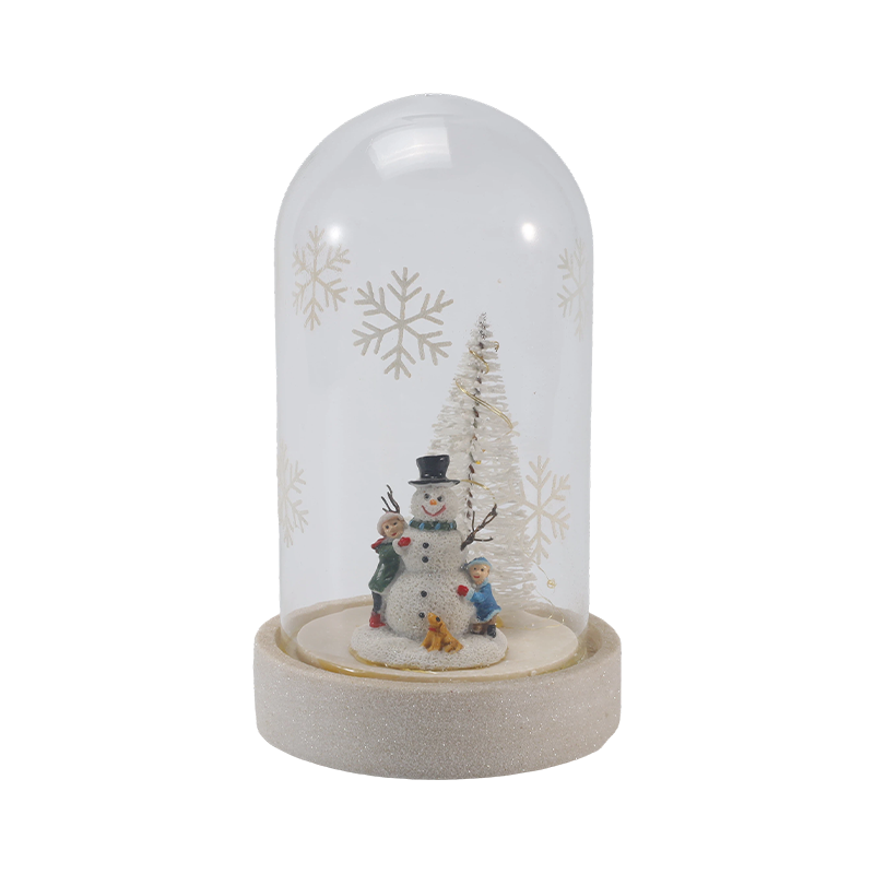 Feestelijk glazen stolp- en flessenlicht (sneeuwpopscène / dennenbes / kerstboomstijlen)