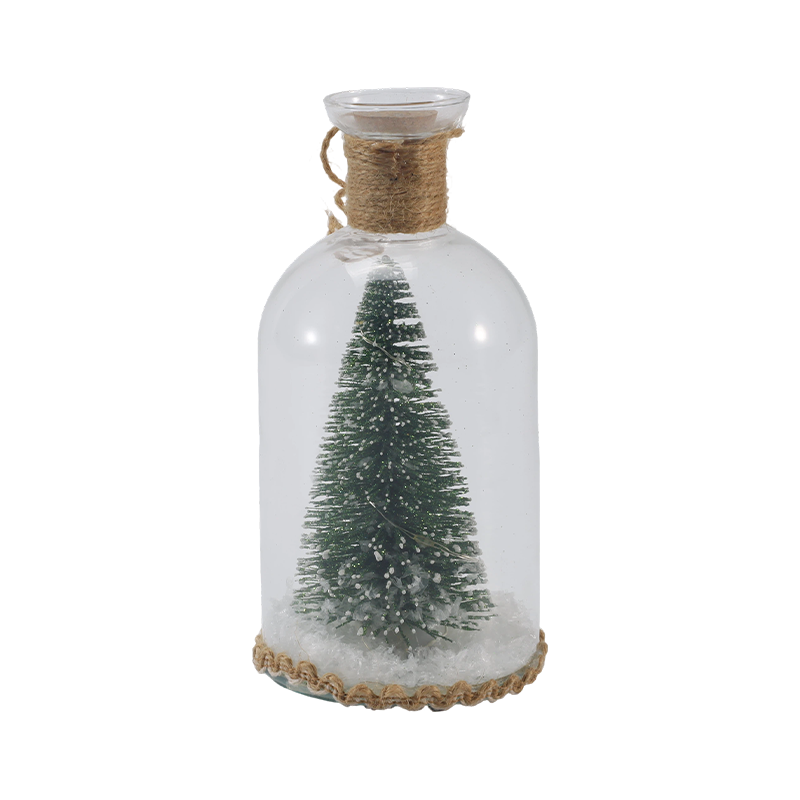 Feestelijk glazen stolp- en flessenlicht (sneeuwpopscène / dennenbes / kerstboomstijlen)