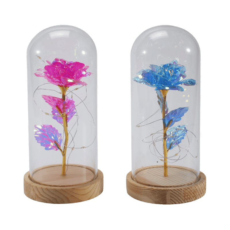 Galaxy Rose Glass Cloche Light (met/zonder teddybeer, meerdere kleuren)