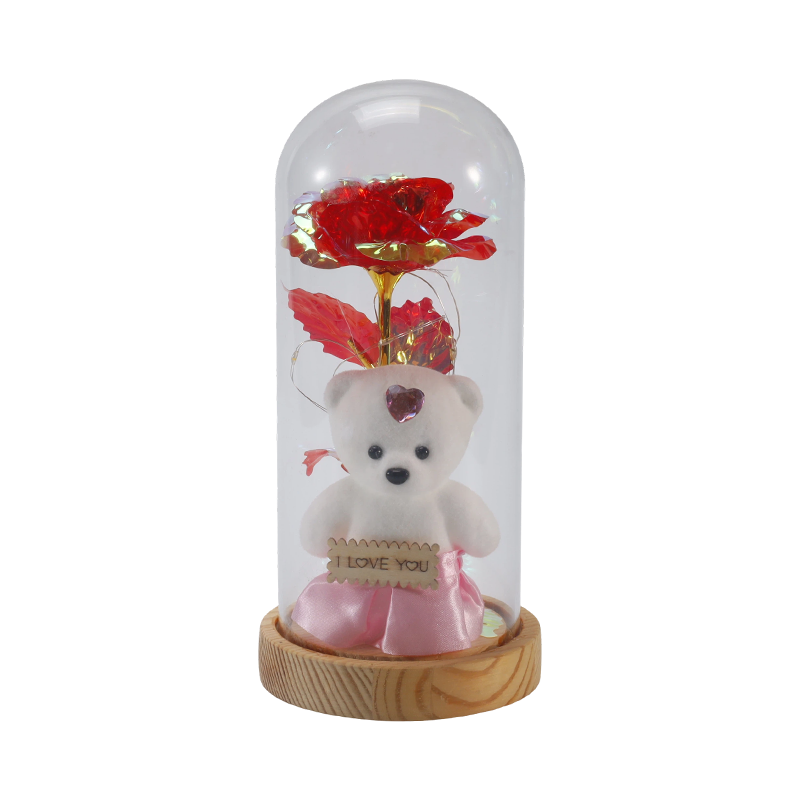 Galaxy Rose Glass Cloche Light (met/zonder teddybeer, meerdere kleuren)