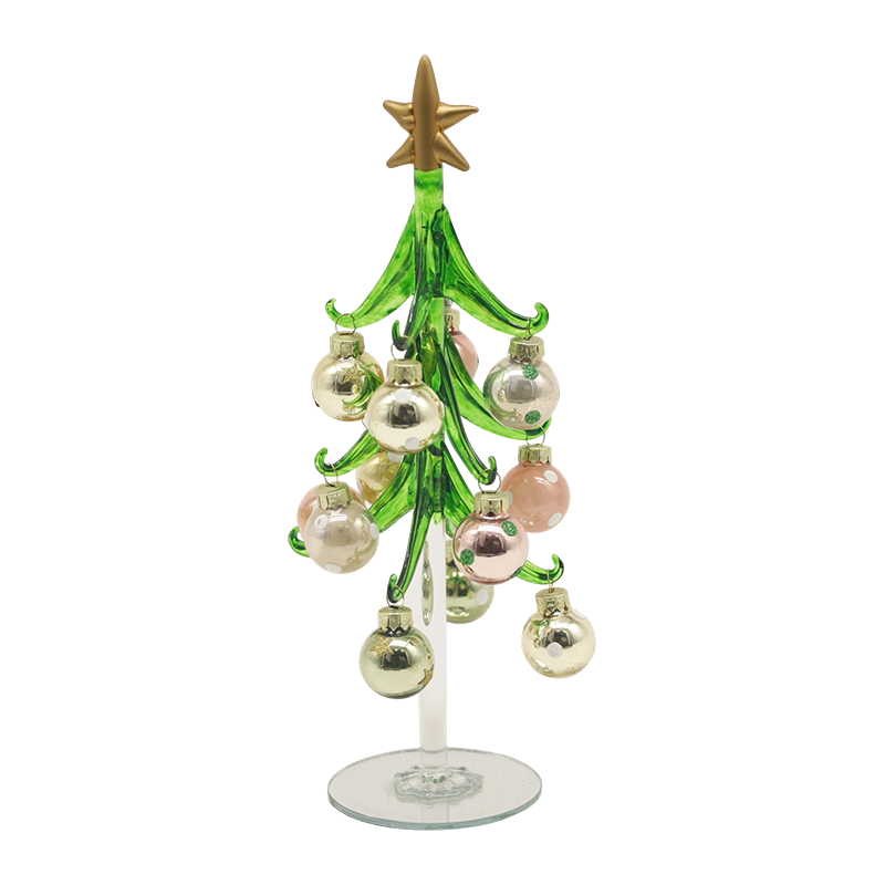 10×25 cm en 10×30 cm feestelijke glazen kerstboom versierd met decoratieve ballen Opties