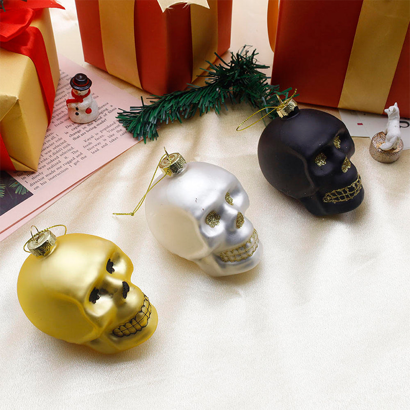 8*9cm Halloween Glazen Schedel Ornament Set