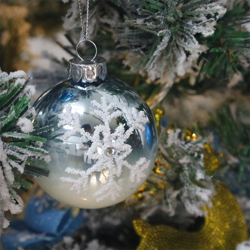 8 x 8 x 8 cm decoratieve glazen kerstbal voor binnen