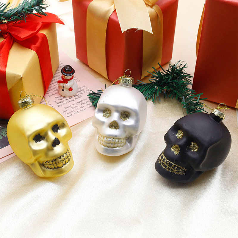 8*9cm Halloween Glazen Schedel Ornament Set