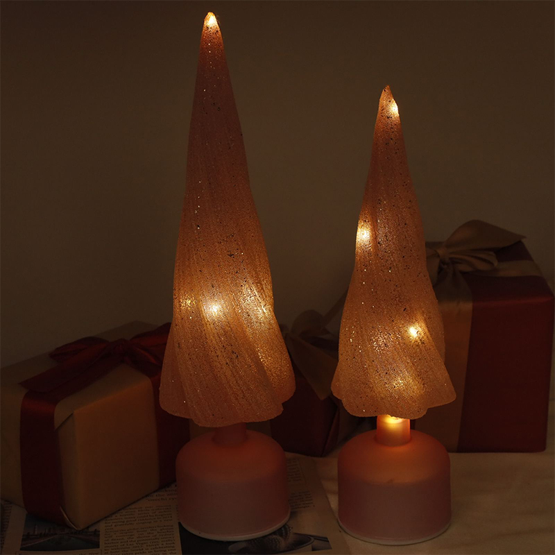 10×33 cm & 10×38 cm Maten Feestelijke Draaibare Glazen Kerstboom met LED-verlichting