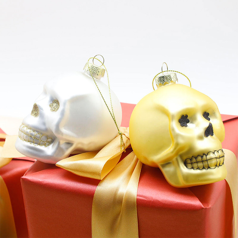 8*9cm Halloween Glazen Schedel Ornament Set