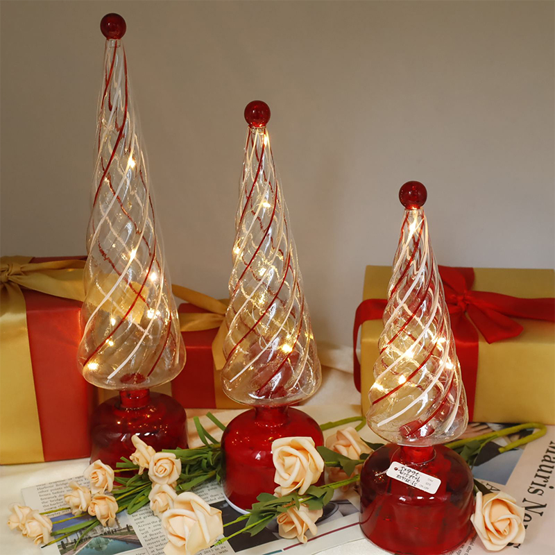 10×25/10×30 glazen LED-verlichte kerstboom decoratief ornament