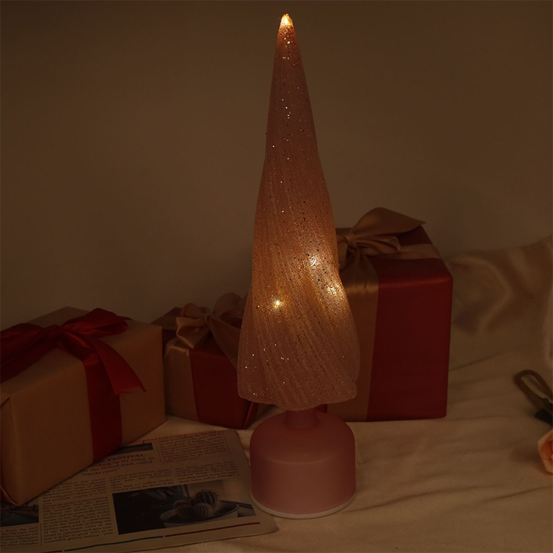 10×33 cm & 10×38 cm Maten Feestelijke Draaibare Glazen Kerstboom met LED-verlichting