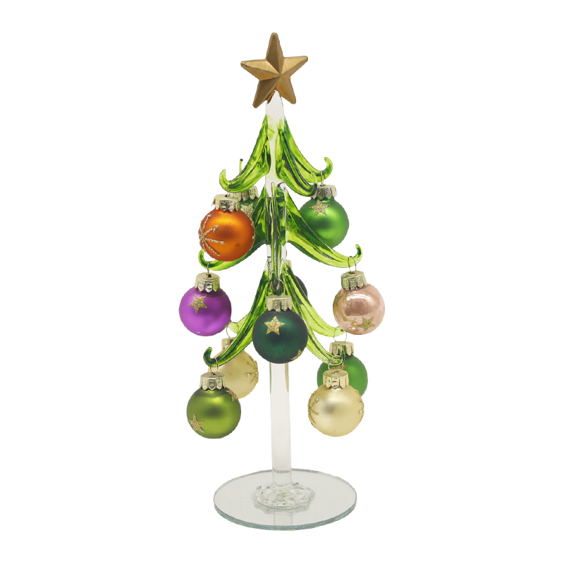 10×25 cm en 10×30 cm feestelijke glazen kerstboom versierd met decoratieve ballen Opties