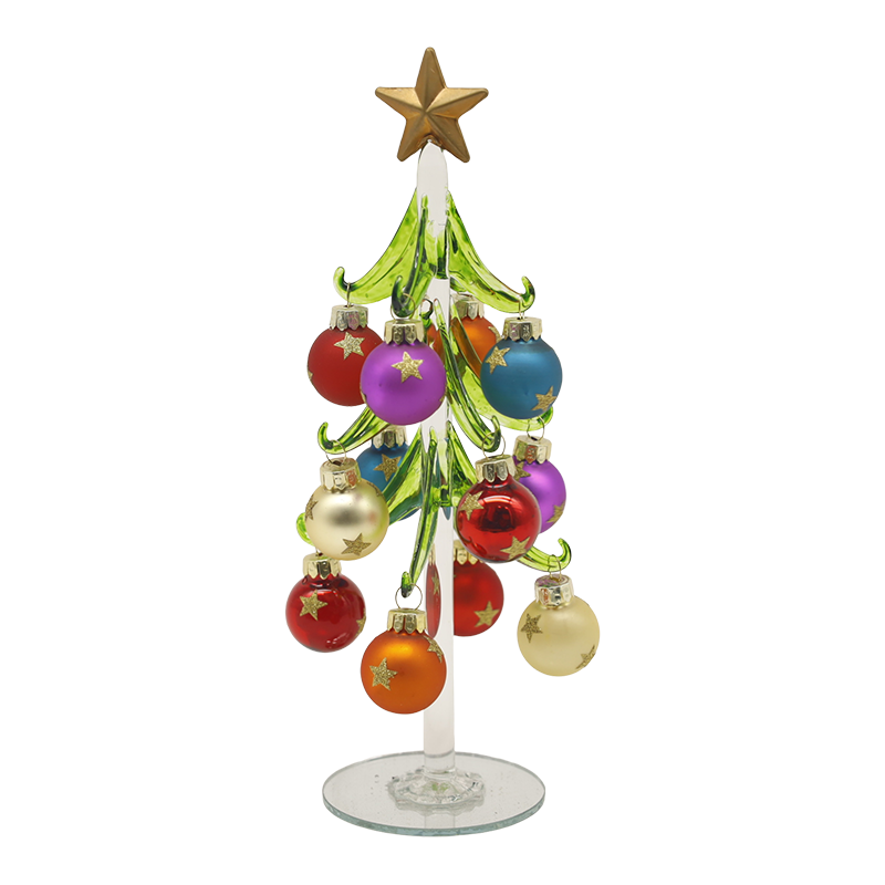 10×25 cm en 10×30 cm feestelijke glazen kerstboom versierd met decoratieve ballen Opties