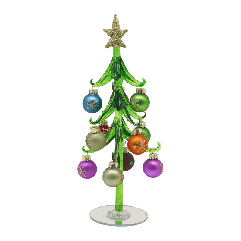 10×25 cm en 10×30 cm feestelijke glazen kerstboom versierd met decoratieve ballen Opties