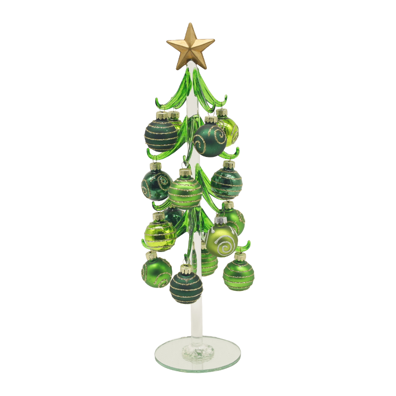 10×25 cm en 10×30 cm feestelijke glazen kerstboom versierd met decoratieve ballen Opties