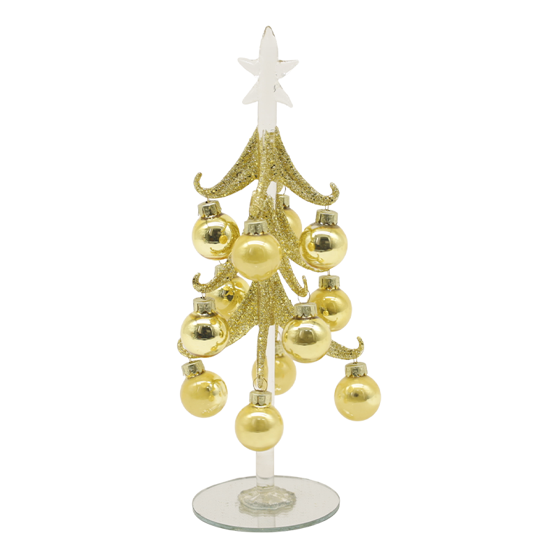 10×25 cm & 10×30 cm Feestelijke gouden glazen kerstboom versierd met decoratieve ballen Opties