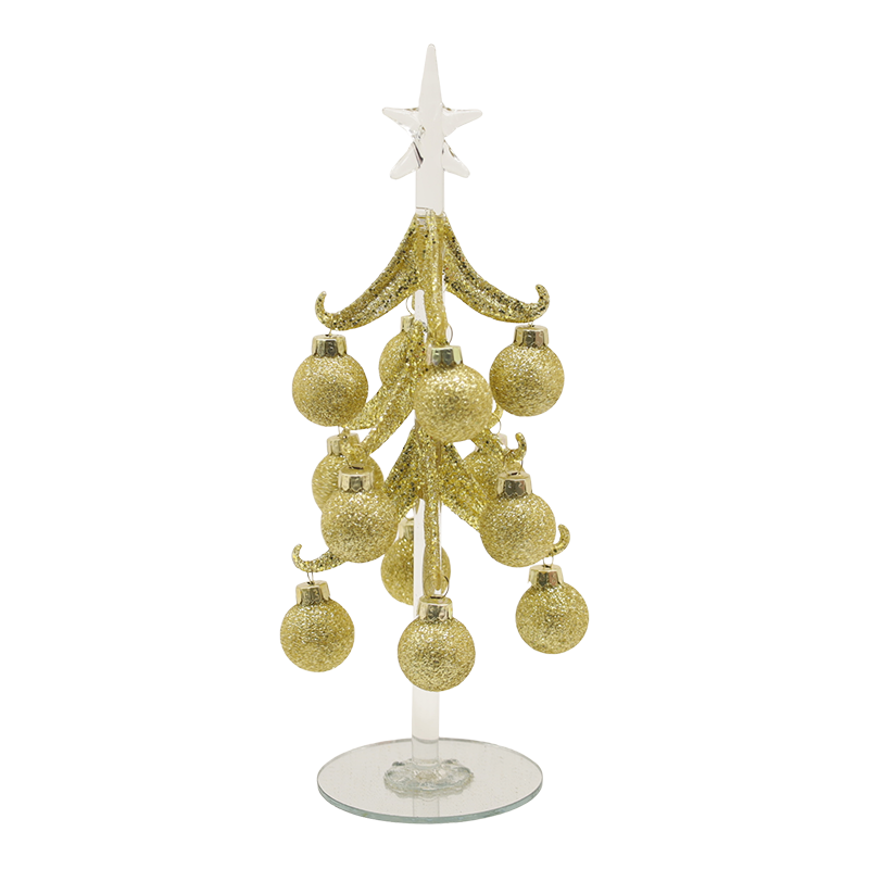 10×25 cm & 10×30 cm Feestelijke gouden glazen kerstboom versierd met decoratieve ballen Opties