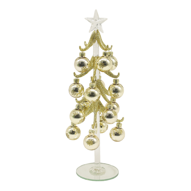 10×25 cm & 10×30 cm Feestelijke gouden glazen kerstboom versierd met decoratieve ballen Opties