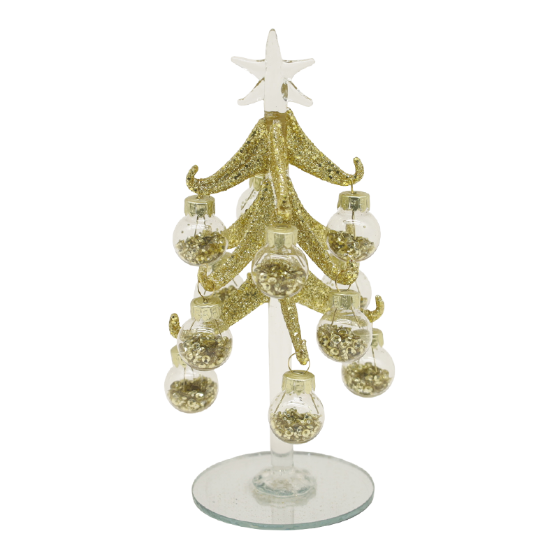 10×25 cm & 10×30 cm Feestelijke gouden glazen kerstboom versierd met decoratieve ballen Opties