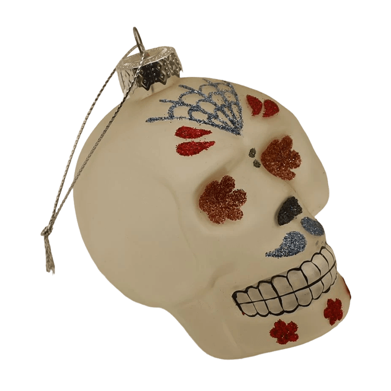 8 * 9 cm handgeschilderde Halloween-glazen schedelornamentset