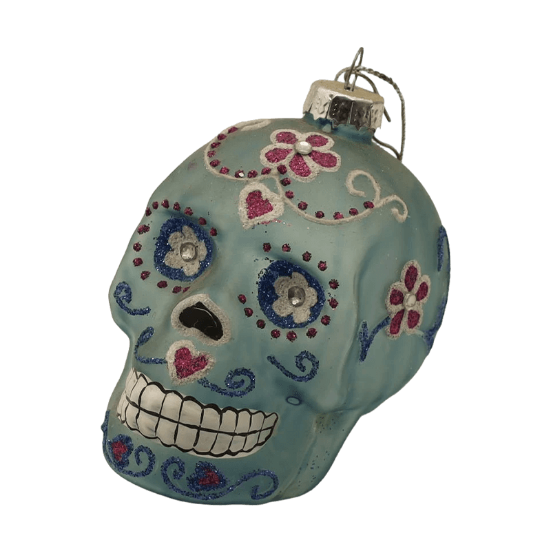 8 * 9 cm handgeschilderde Halloween-glazen schedelornamentset