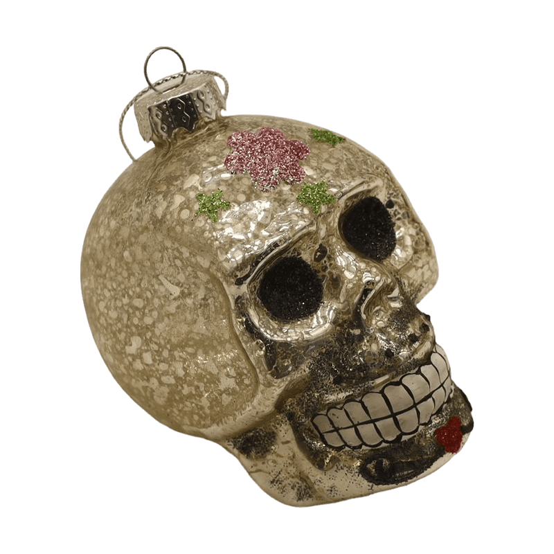 8 * 9 cm handgeschilderde Halloween-glazen schedelornamentset
