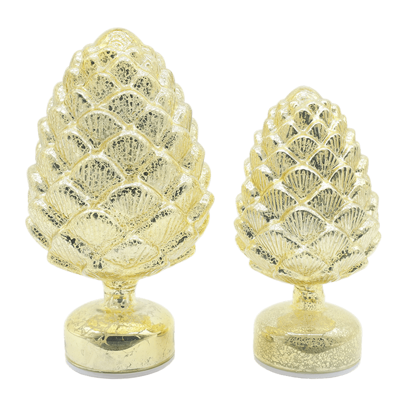 15×28 cm en 11×22 cm dennenappel kerst roterende glazen LED-tafelbladdecoratie